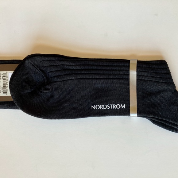 NWT Mens Nordstrom Black Dress Socks Pima Cotton Calf Length Size L 10.5  -12.5 - Picture 5 of 8